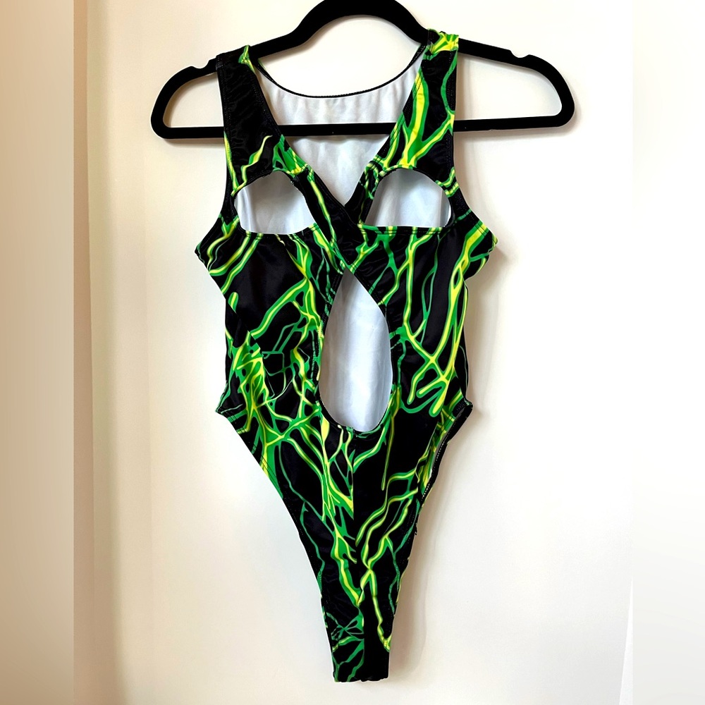 NEON & BLACK SWIMSUIT (NWOT)